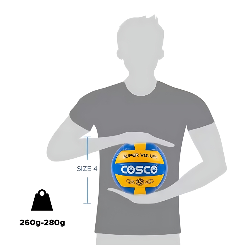 Cosco Super Volleyball – VFI Approved Professional Match Ball – Genuine Leather 18-Panel Design – High-Durability Training Ball with Butyl Bladder – Official Tournament Size