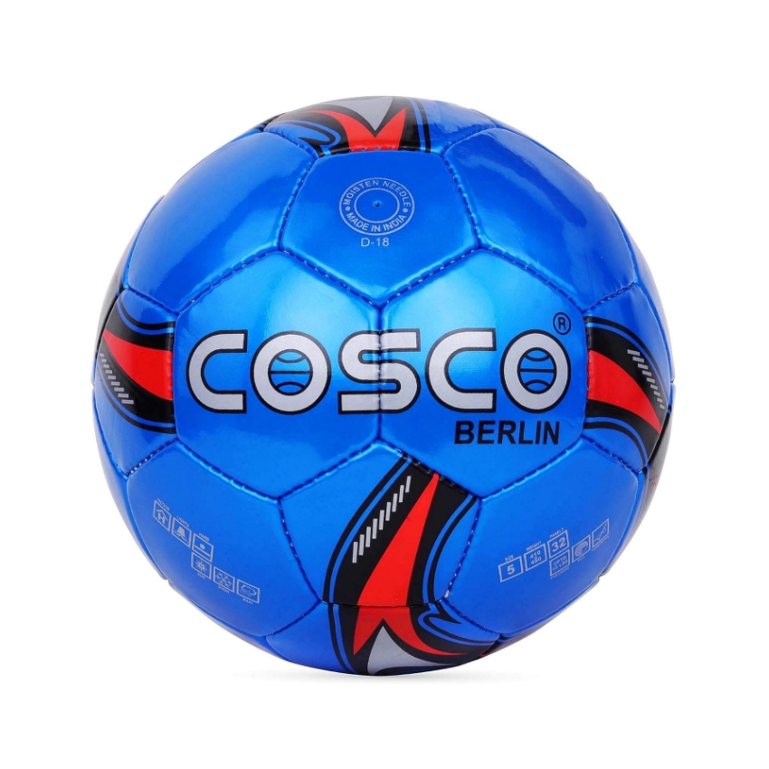Cosco Berlin Football Size 5 – Premium Hand-Sewn PVC Training Ball – 32-Panel Metallic Design with Latex Bladder – Durable High-Rebound Soccer Ball for All Grounds (Pack of 1)