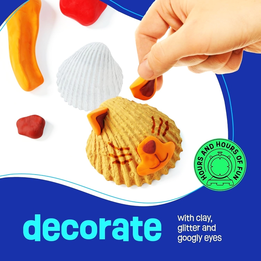 Ekta Shell Painting DIY Kit for Kids – Natural Sea Shell Art & Craft Set – Includes Real Shells, Vibrant Paints & Brush – Creative Marine-Themed Activity for Boys & Girls – Ideal STEM Nature Gift for Ages 5+