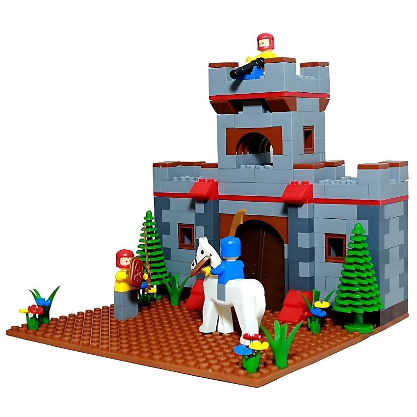 Peacock Smart Blocks Castle Set Junior – 450 Piece Interlocking Building Kit – 3D Medieval Fortress Construction Toy with Warriors & Horses – STEM Educational Set – Ages 6+ Years
