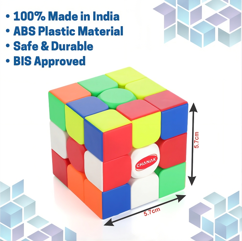 Chanak 3x3 Speed Cube – BIS Certified Educational Puzzle – Improves Logic & Memory – Smooth Rotation Stickerless Magic Cube – Best Birthday & Return Gift for Kids