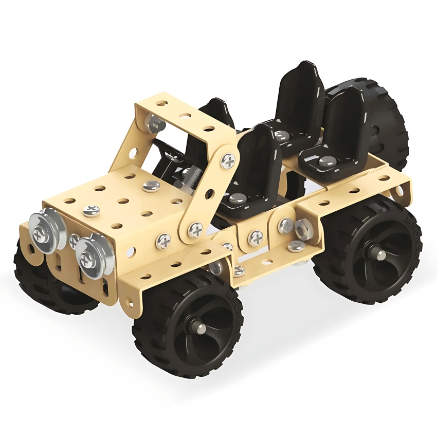 Zephyr Mechanix Safari Car STEM Building Set – 155 Pieces – DIY Metal Construction Toy for Kids Ages 7+ – Engineering & Skill Development Kit – Durable 4x4 Model