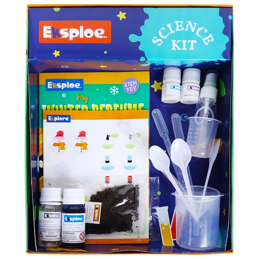 Eksploe My Winter Perfume Making Lab STEM Kit – DIY Science Experiment for Kids 8Y+ – Create 2 Winter Fragrances with Chemistry Lab Equipment – Educational Multicolor Activity Set