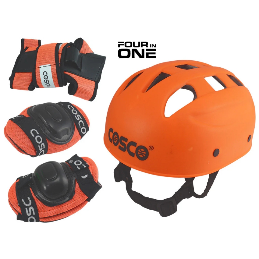 Cosco Defender Beginner Skating Protective Kit – 4-in-1 Safety Set with Helmet, Knee, Elbow & Palm Guards – High-Impact EVA Padding – Adjustable Size for Kids & Juniors