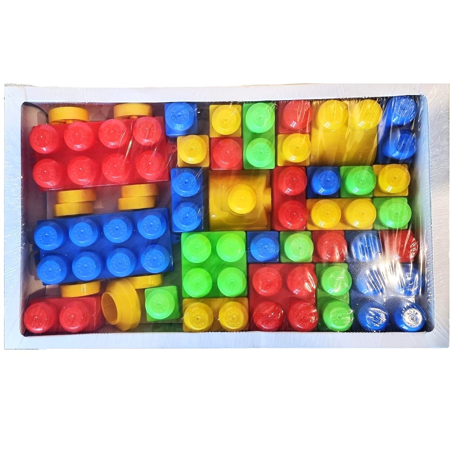 Ekta Mega Builder Set 2 – 37 Piece Educational Building Blocks – STEM Construction Toy with Train Wheels & Number Stickers – Early Learning Bricks for Kids Ages 3 to 6 Years