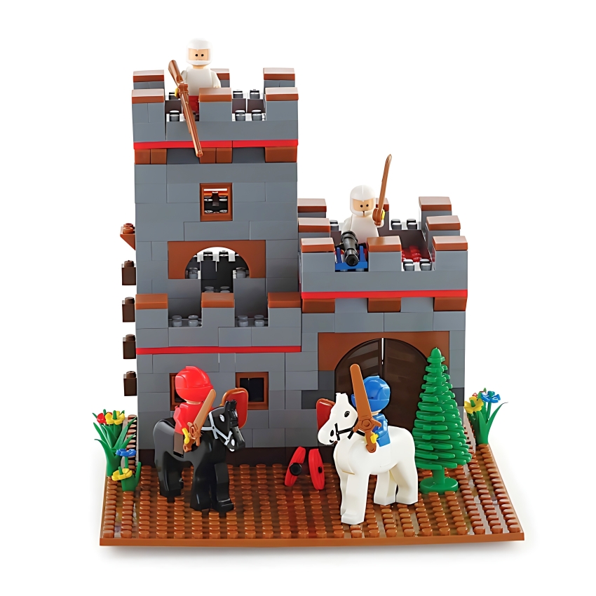 Peacock Smart Blocks Castle Set Junior – 450 Piece Interlocking Building Kit – 3D Medieval Fortress Construction Toy with Warriors & Horses – STEM Educational Set – Ages 6+ Years