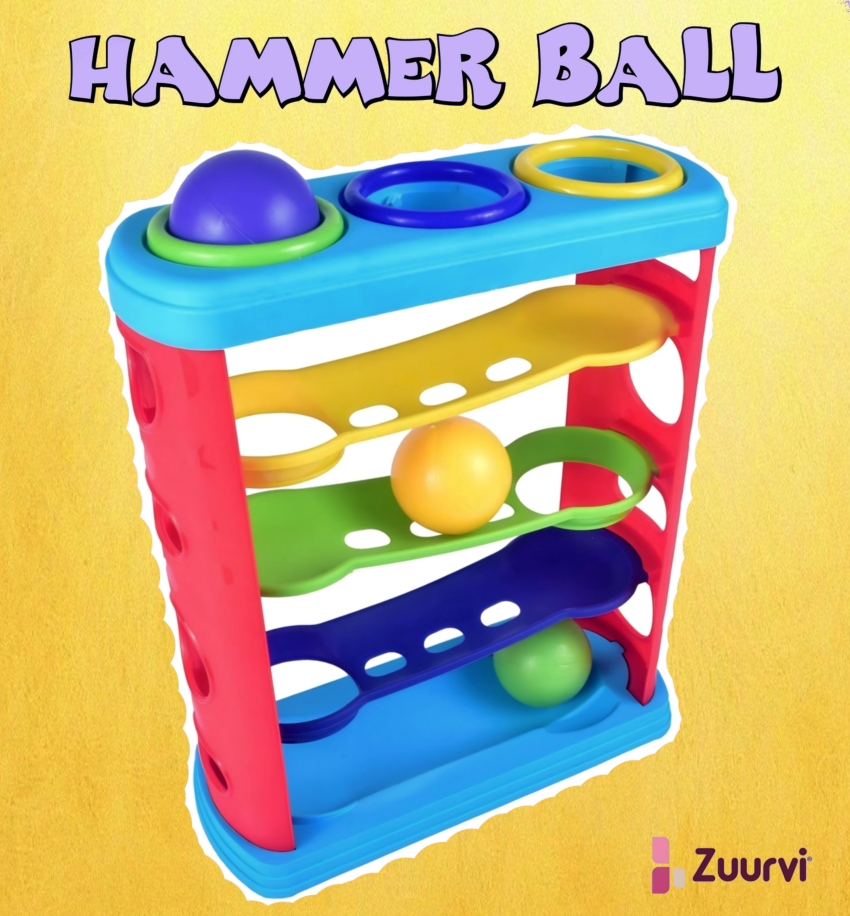 Zuurvi® Non-Toxic Hammer Ball Set for Kids – Durable Pounding Game with 3 Colorful Balls & Mallet – Montessori Learning Toy for 1-3 Year Olds – Perfect Birthday Gift for Toddlers