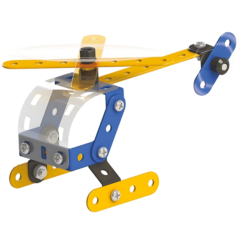 Zephyr Mechanix Beginner Helicopter STEM Building Set – 2-in-1 Metal Construction Toy for Kids Ages 7+ – Introductory Engineering Kit – Builds Helicopter & Plane Models