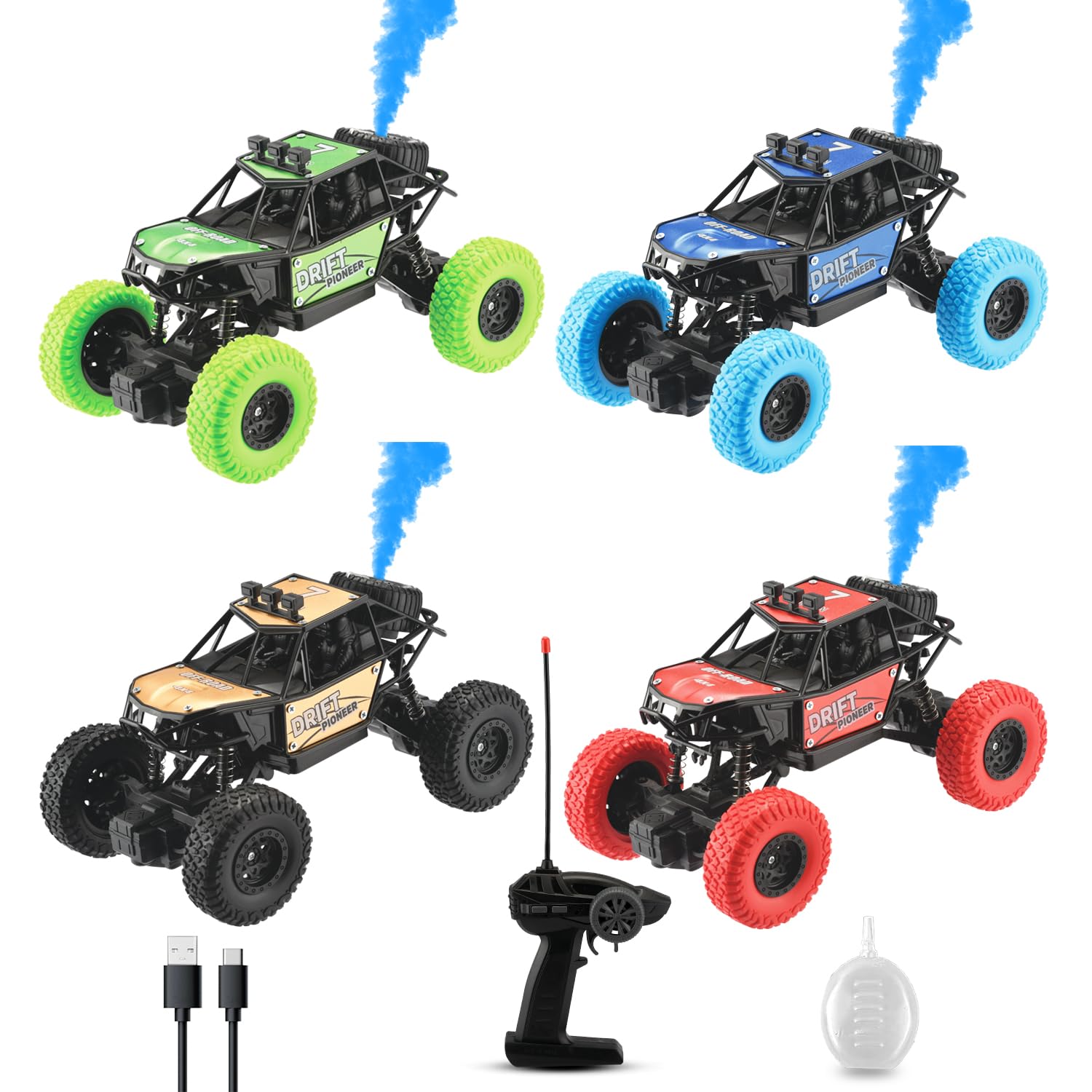 Gooyo GY-45 Rechargeable Remote Control Rock Crawler - 4WD Spray Function RC Car with 45° Climbing Capacity - Toy for Boys & Girls (Assorted Color) - Pack of 1