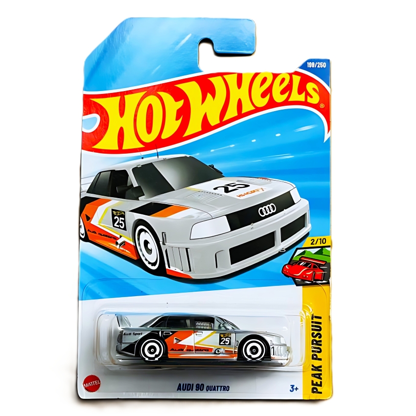 Hot Wheels 2026 Audi 90 Quattro (Metallic Silver) – #199 Peak Pursuit – Detailed 164 Scale Die-Cast – White AeroDisc Wheels – German Touring Car – Collector’s Edition