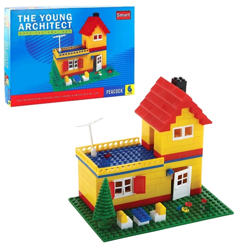 Peacock The Young Architect Set – 315 Piece Smart Building Blocks – STEM Architectural Construction Toy for Kids – DIY House & Building Kit – Ages 5+ Years