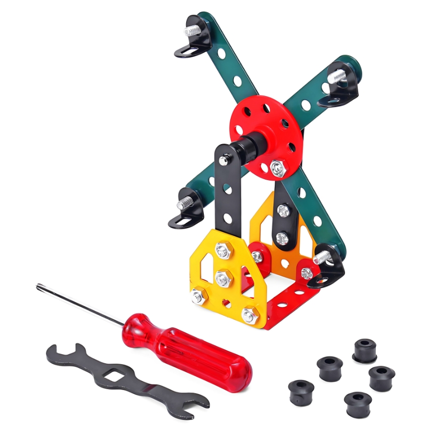 Zephyr Mechanix Beginner Giant Wheel STEM Building Set – 2-in-1 Metal Construction Toy for Kids Ages 7+ – Introductory Engineering Kit – Builds Ferris Wheel & Windmill Models
