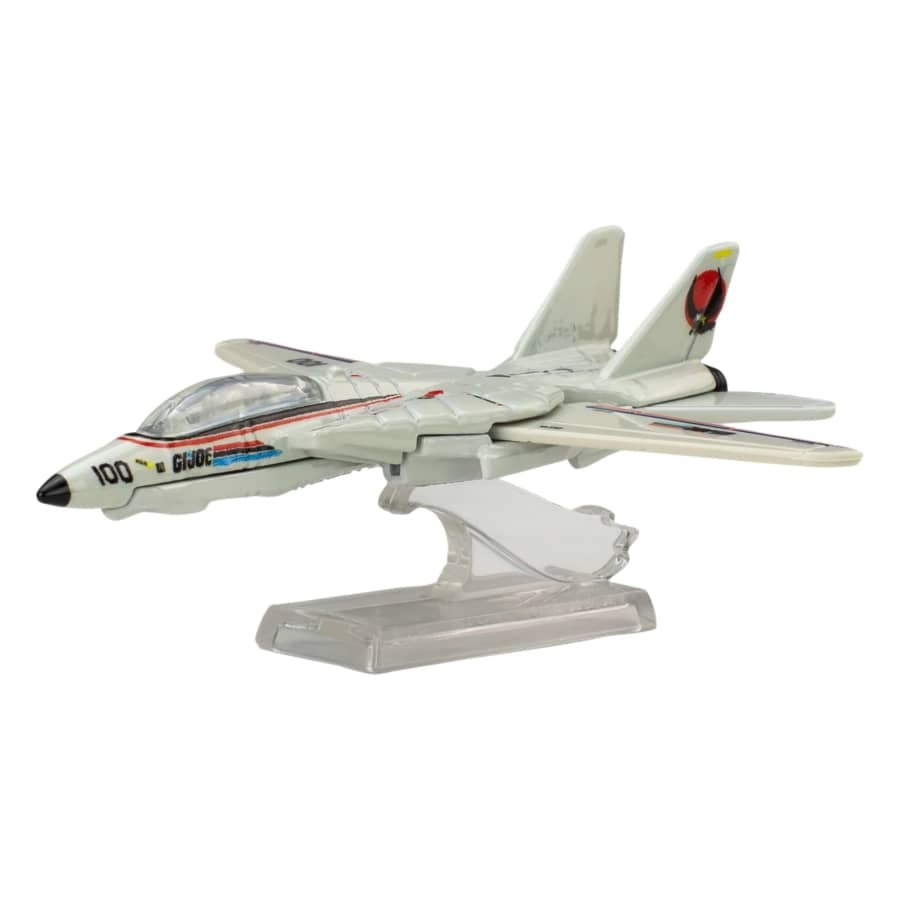 Hot Wheels Premium Pop Culture G.I. Joe Combat Jet Skystriker – 1:64 Scale Die-Cast F-14 Tomcat – Metal/Metal Body with Real Riders Rubber Tires – Adult Collector Edition