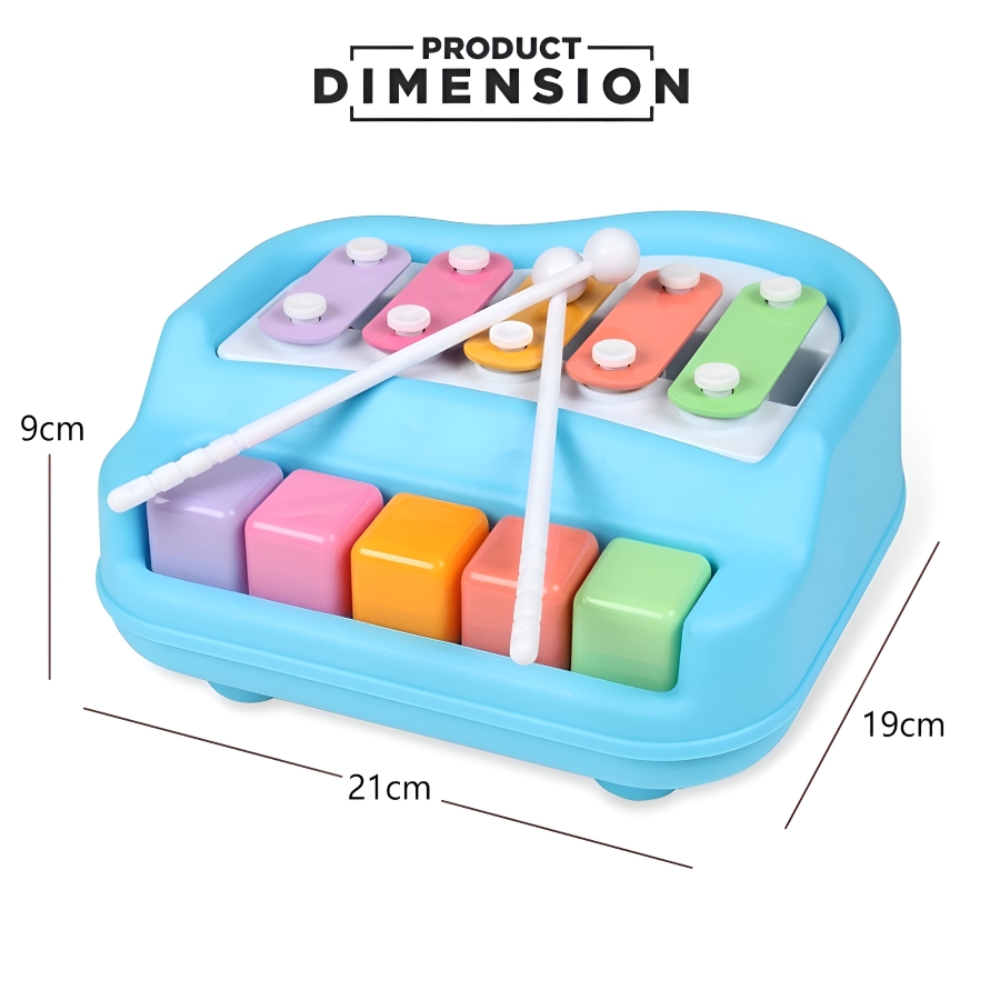 Zuurvi® Musical Piano & Xylophone Set - 5 Key Rainbow Glockenspiel with Mallets - Interactive Music Toy for Boys & Girls - Great Birthday Gift for Ages 1-5 - Assorted Colors (Pack of 1)
