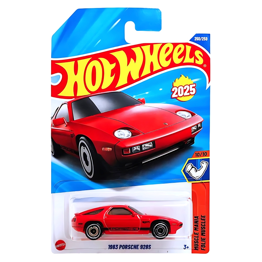 Hot Wheels 1983 Porsche 928S Red – 1:64 Scale Die-Cast Toy Car – Muscle Mania Series #10/10 – Red Porsche 928 Collector #250 – Best Gift for Kids & Collectors