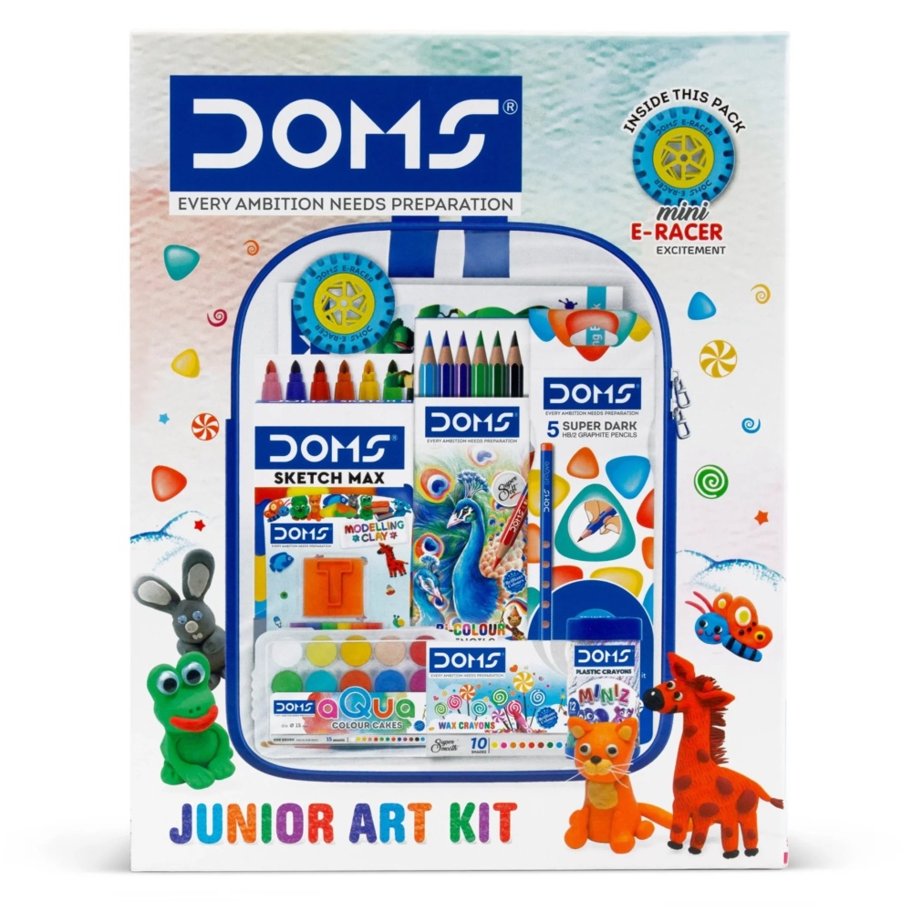 DOMS Junior Art Kit (Set of 8) – Kids Coloring & Drawing Gift Set – Early Years Art Supplies – Multicolor Stationery Kit for Children