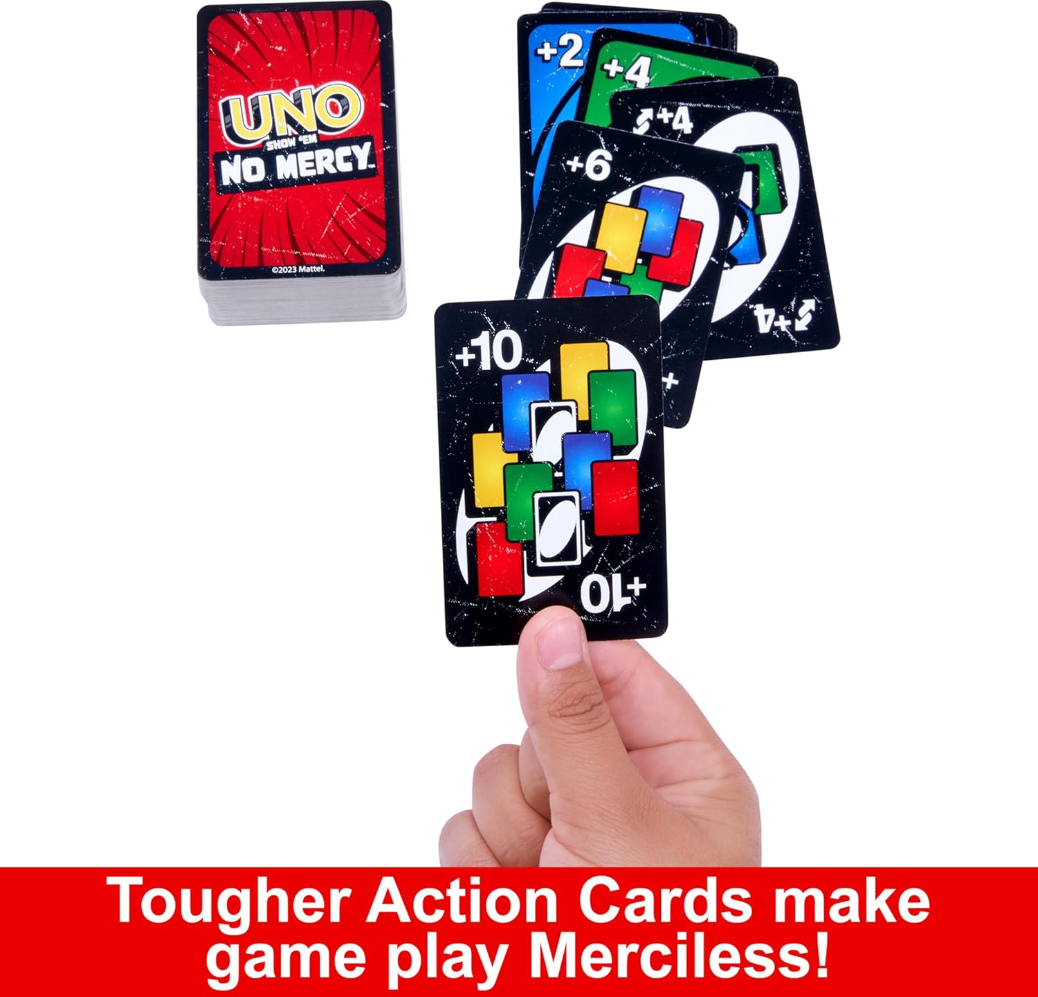 UNO Show ‘Em No Mercy – Extreme Card Game for Adults, Kids & Family Night – Brutal Party Game for Travel & Gatherings – Features Hand Swapping & Stacking