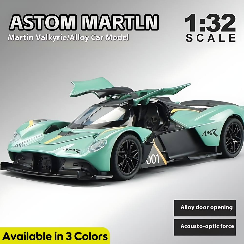 JINCHEJIANG® 1:32 Aston Martin Valkyrie AMR 001 Diecast Metal Car – Realistic Lights & Sounds – Openable Doors – Premium Alloy Pull-Back Model