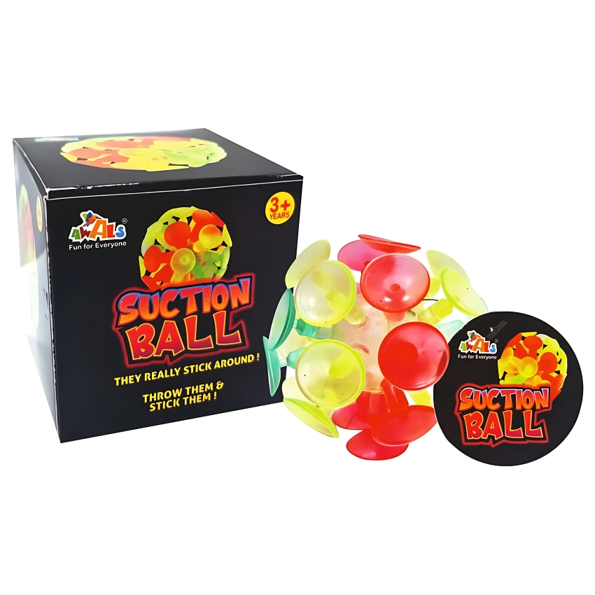 Awals Suction Sticky Ball Set – Fun Throw & Stick Game for Kids & Adults – Portable Travel Toy & Party Favor – Durable Suction Cup Paddles – Colorful Active Play Set