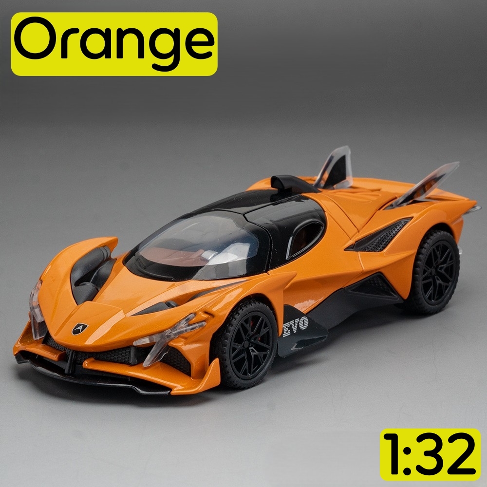 JINCHEJIANG® 1:32 Apollo Project Evo Diecast Replica Model Car - Metal Supercar with Scissor Doors, Sound & Light, Pull-Back Action