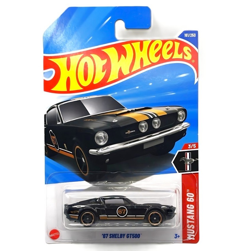 Hot Wheels 2026 Ford Mustang Shelby GT500 (Gloss Black) – #161 Mustang 60 Series – Detailed 1:64 Scale Die-Cast – Racing Stripes – Collector’s Edition
