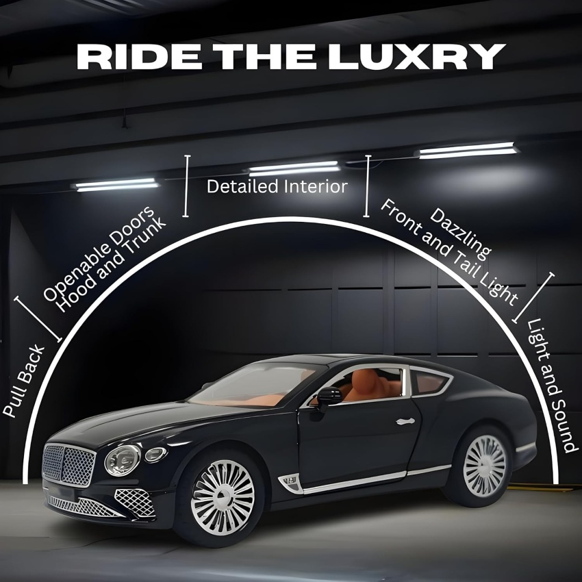 HCF Bentley Continental GT 1:22 Diecast Model – Metal Alloy Luxury Coupe with Opening Parts – High-Detail 1/22 Scale Collectible Car – New in Box – 1 Pc