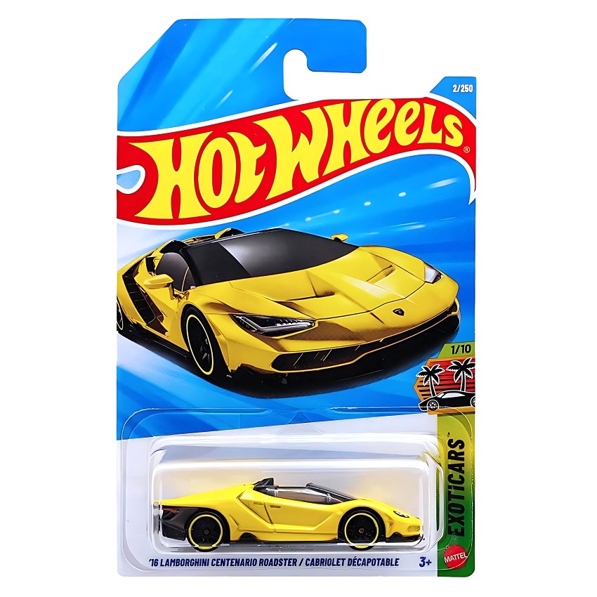 Hot Wheels 2026 Lamborghini Centenario Roadster (Giallo Orion Yellow) – #002/250 HW Exoticars – Detailed 1:64 Scale V12 Hypercar – Ryu Asada Design – Collector’s Edition
