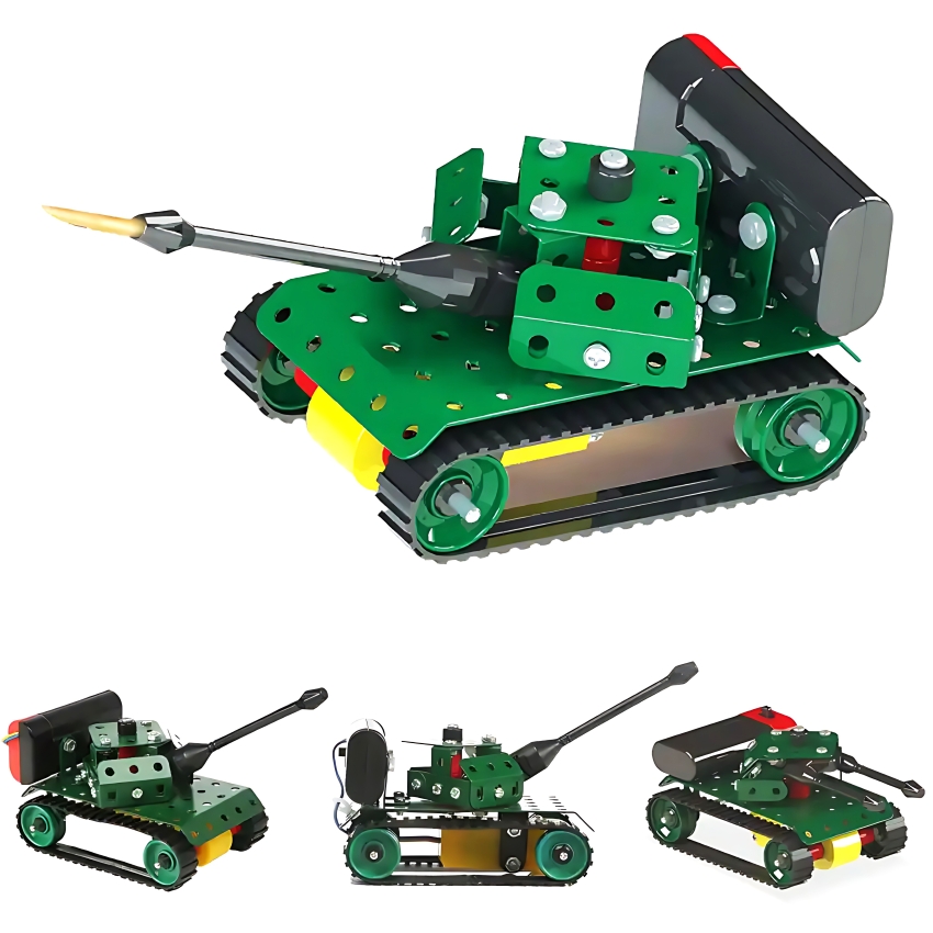 Zephyr Mechanix Battle Station 2 – 118 Piece 5-in-1 DIY Building Set – Metal Construction Toy for Kids – 5 Model Tactical & Defense Kit – Creative Engineering Gift