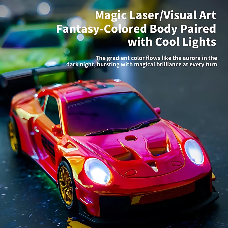 BigFun Toys 2-in-1 RC Drift Racing Car – 1:24 Scale 4WD High Speed 2.4GHz Remote Control Car with LED Lights, Extra Drift Tyres & Traffic Cones | Pack of 1, Assorted Colors