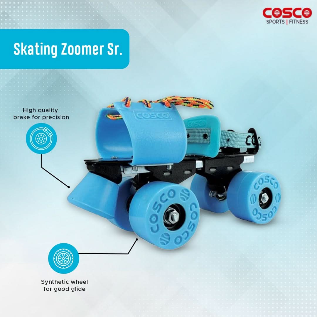 Cosco Skating Zoomer Senior – High-Impact Synthetic Wheels for All Surfaces – Double Closure Support for Extra Stability – Beginner to Intermediate Quad Skates – Size Adjustable