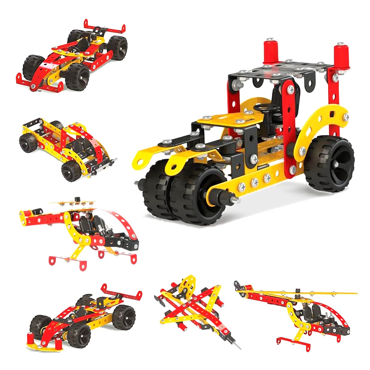 Zephyr Mechanix Senior STEM Building Set – 202 Pieces – 21-in-1 DIY Metal Construction Toy for Kids Ages 7+ – Advanced Engineering Kit – Builds 21 Different Models