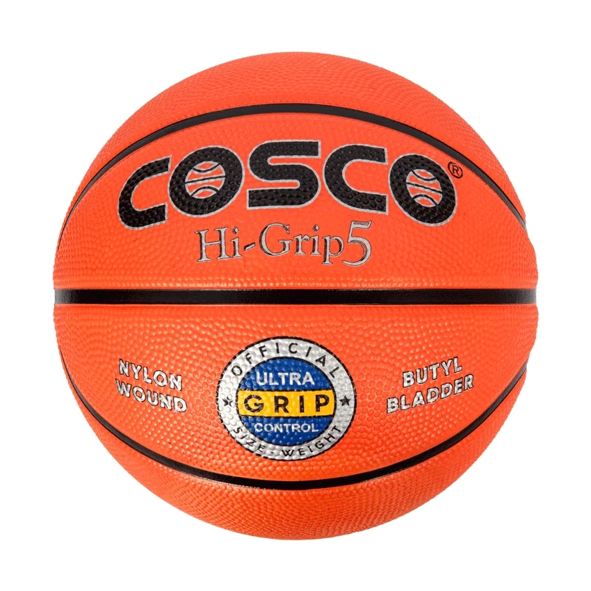 Cosco Hi-Grip Basketball Size 5 – BFI Approved 8-Panel Moulded Rubber Ball – Official Tournament Size for Juniors – High-Control Contour Loop Grip – Durable All-Surface Training Ball