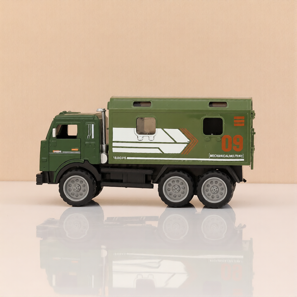BigFun Toys 1:32 Scale Military Troops Diecast Model Truck –Pull Back Army Vehicle with Realistic Sound and Lights (Assorted)