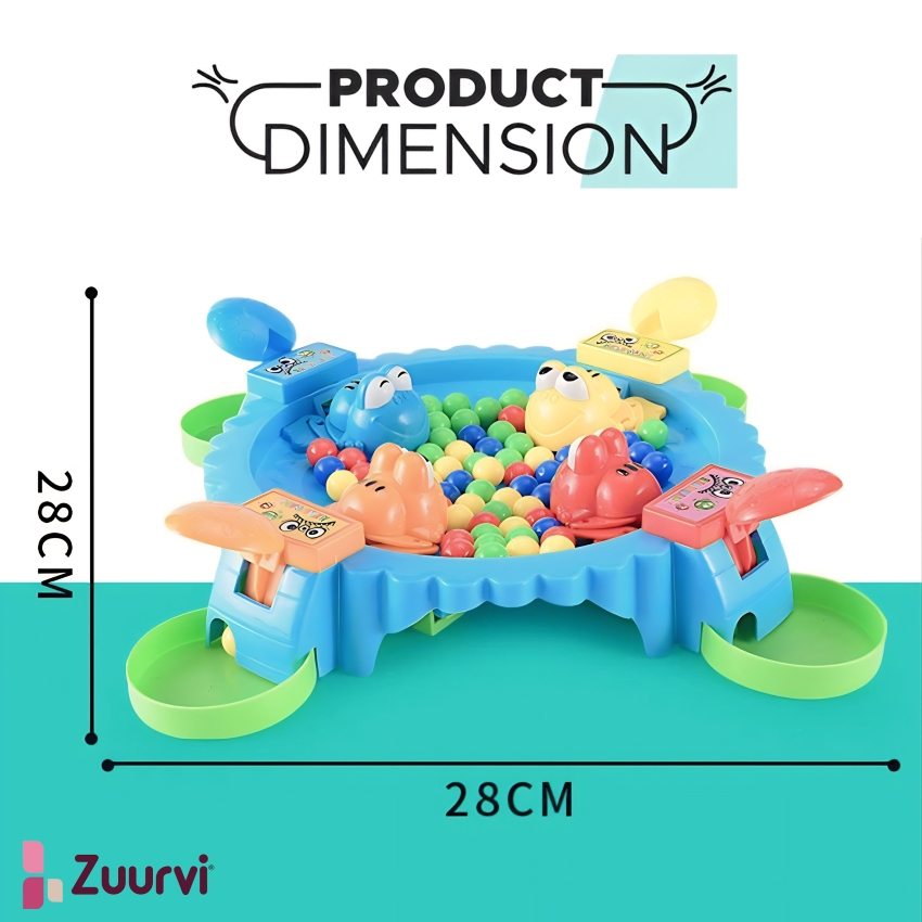 Zuurvi® Hungry Frog Board Game – 4 Player Interactive Family Toy – Fast-Paced Bean Eating Contest for Kids & Adults – Improves Quick Reflexes & Coordination – 2-4 Players