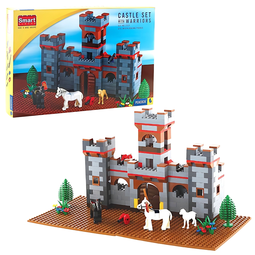 Peacock Castle Building Set with Warriors – 575 Piece Premium Interlocking Blocks – Medieval Kingdom Construction Toy – STEM Educational Battle Set for Kids – Ages 6+ Years