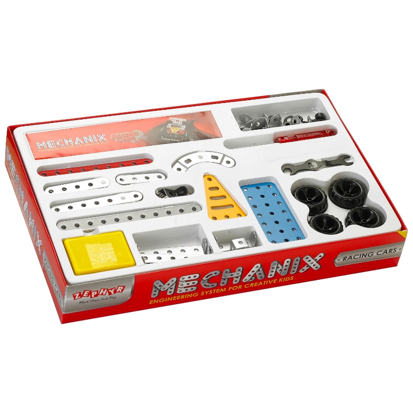 Zephyr Mechanix Racing Cars STEM Building Set – 155 Pieces – 15-in-1 DIY Metal Construction Toy for Kids Ages 7+ – Engineering & Skill Development Kit – Builds 15 Race Car Models
