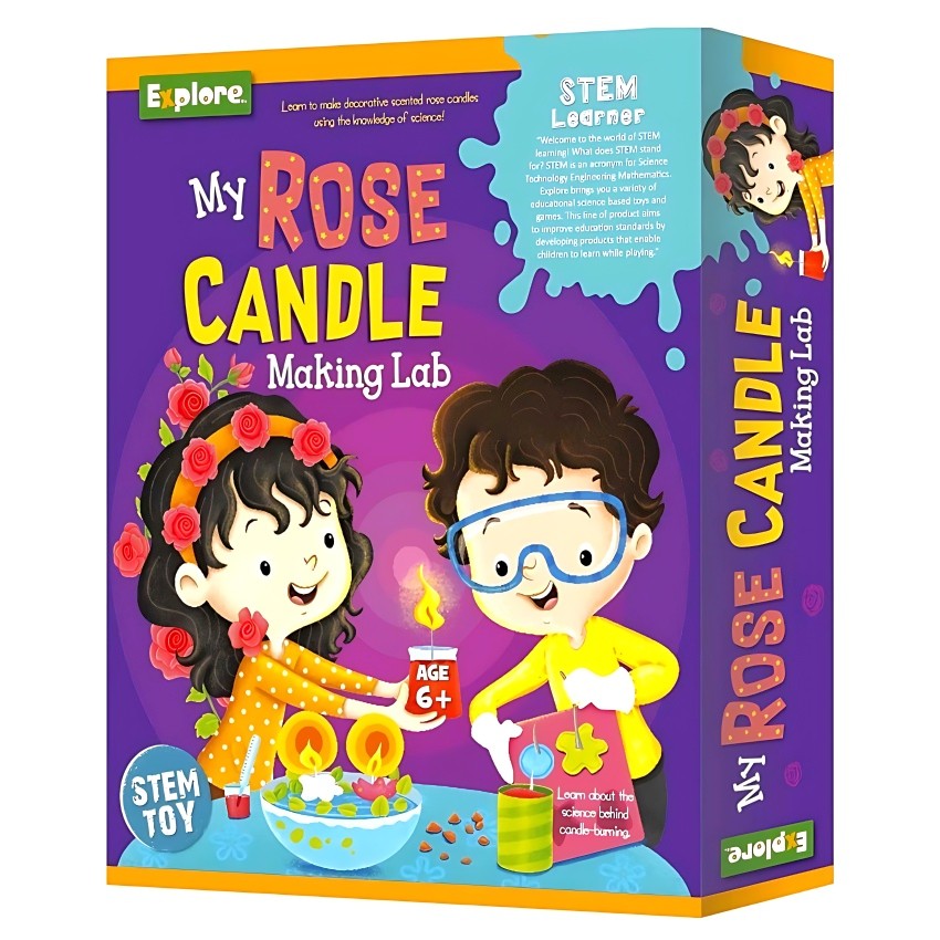 Eksploe My Rose Candle Making Lab – Educational Chemistry Kit for Boys & Girls – Make Your Own Scented Rose Candles – Develops Fine Motor Skills & Creativity – Safe & Non-Toxic