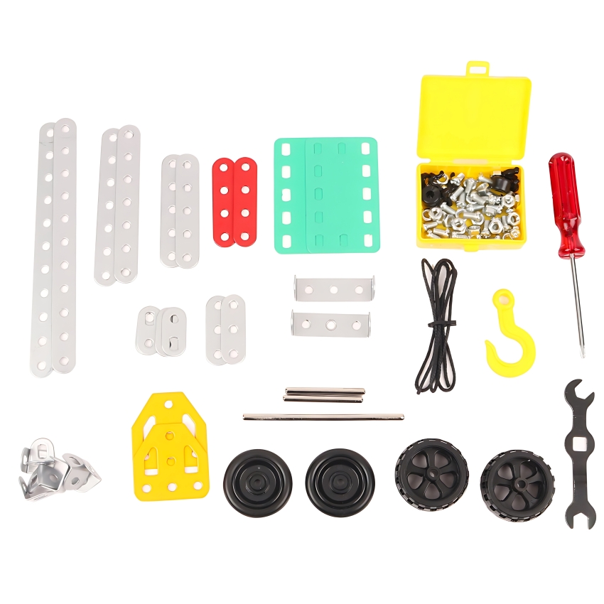 Zephyr Mechanix 0 STEM Building Set – 98 Pieces – 5-in-1 Metal Construction Toy for Kids Ages 7+ – Introductory Engineering Kit – Builds 5 Models including Car & Helicopter