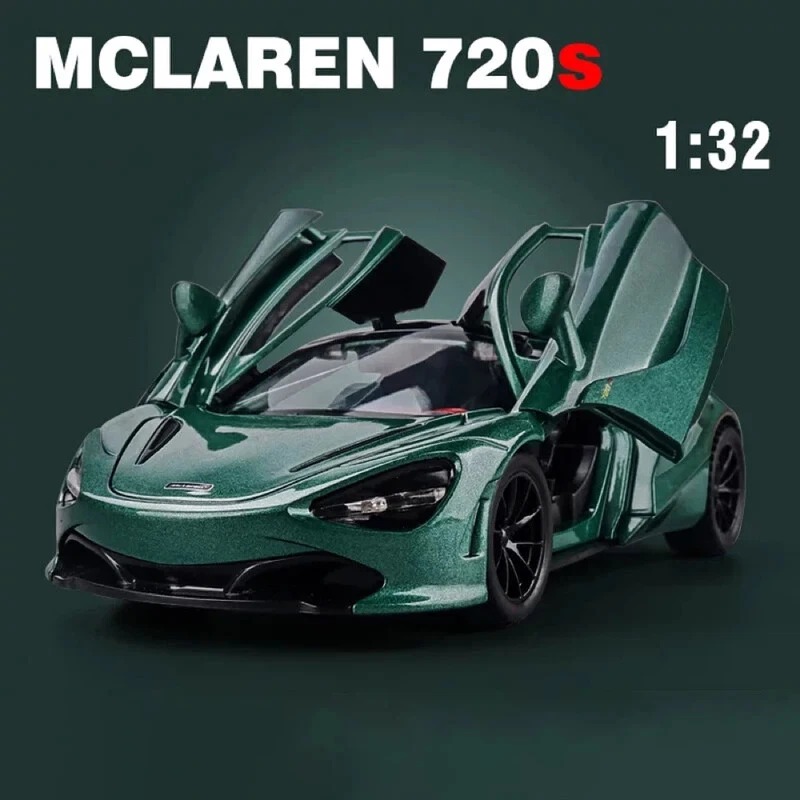 McLaren 720S Sports Car Model – 1:32 Scale Die-cast Alloy Metal Toy – Pull Back Action with Sound & Light – Premium Miniature Supercar for Kids & Collectors