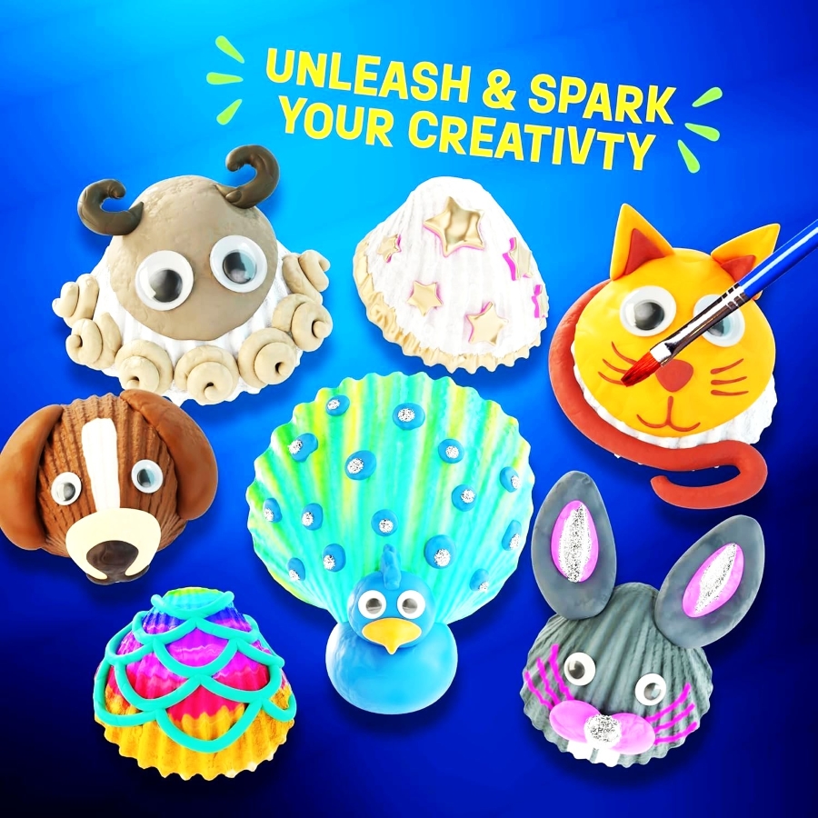 Ekta Shell Painting DIY Kit for Kids – Natural Sea Shell Art & Craft Set – Includes Real Shells, Vibrant Paints & Brush – Creative Marine-Themed Activity for Boys & Girls – Ideal STEM Nature Gift for Ages 5+