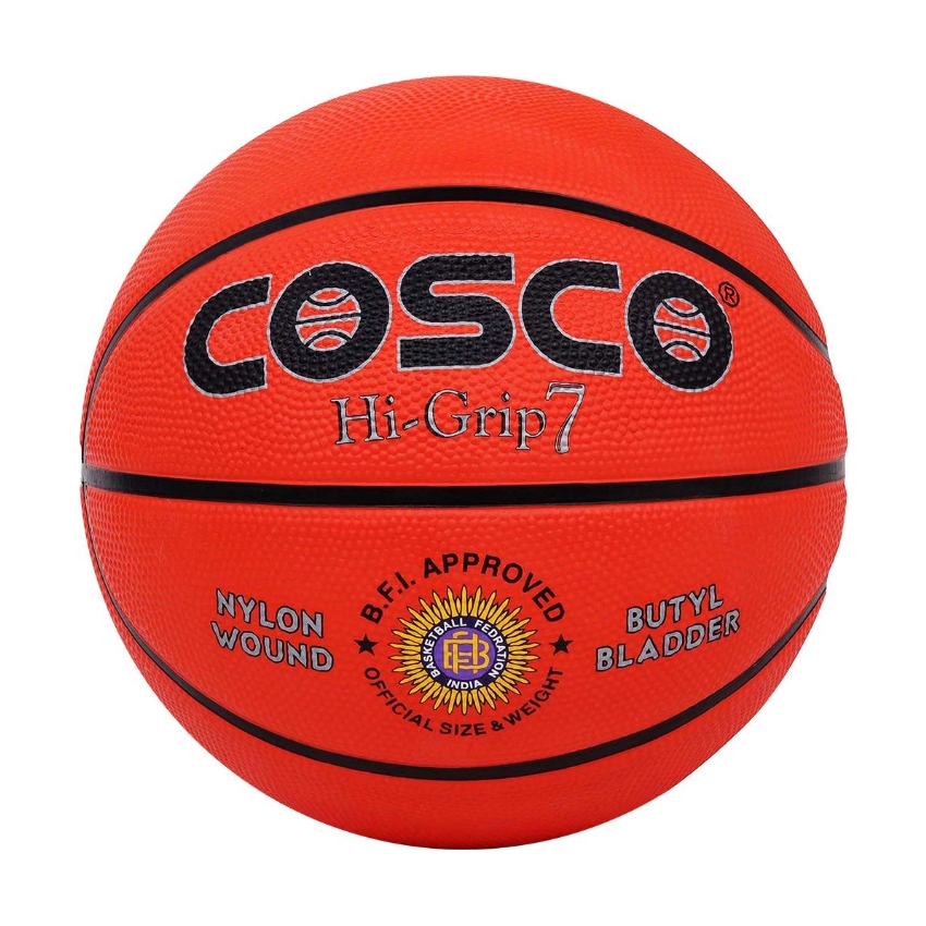 Cosco Hi-Grip Basketball Size 7 – Professional High-Grip Rubberized Surface – Official Match Size & Weight – Durable 8-Panel Design for Indoor & Outdoor Play – Orange
