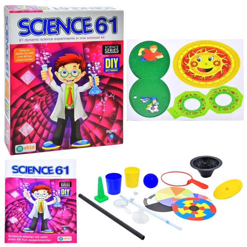 Ekta Science-61 Kit – 61 Exciting Science Experiments for Kids – Complete STEM Educational Toy – DIY Chemistry & Physics Lab Kit for Home Learning – Ages 8+ Years