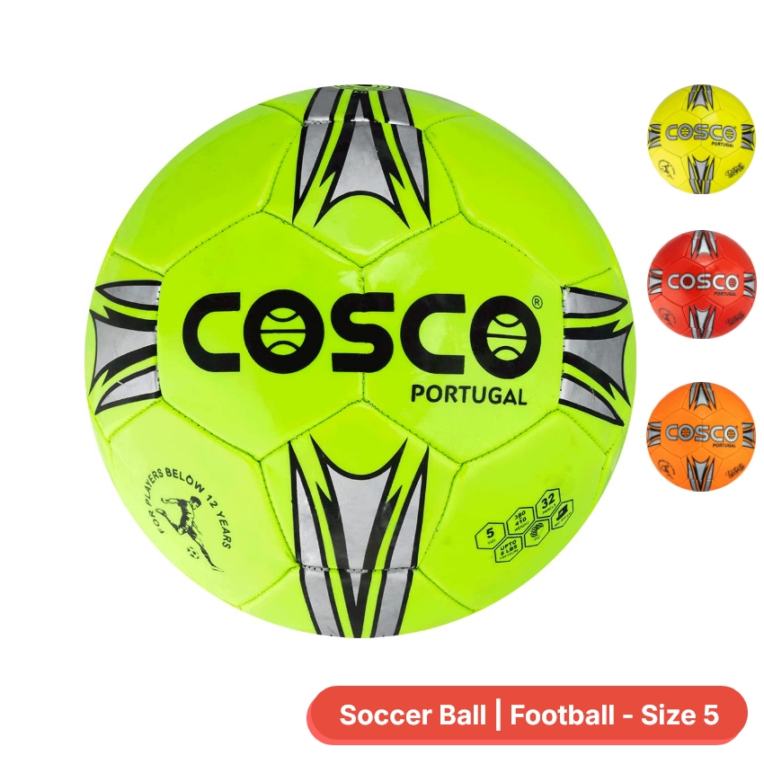 Cosco Portugal Football Size 5 – Durable Machine Stitched PVC Training Ball – 32-Panel Design with Latex Bladder – High Visibility Soccer Ball for Recreational Play & Practice (Pack of 1)