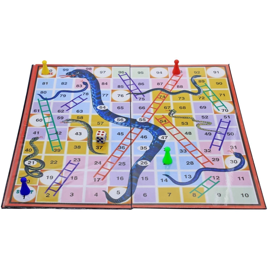 Ekta 2-in-1 Ludo and Snakes & Ladders Board Game for Kids & Family – Double-Sided Premium Classic Strategy Game - Perfect Birthday Gift for Boys & Girls - Travel-Friendly Game for 2-4 Players for Ages 5+