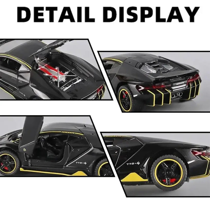COOCOO 1:32 Scale Lamborghini Centenario LP770-4 Diecast Model – Pull Back Alloy Metal Sports Car with Sound, Light & Opening Doors