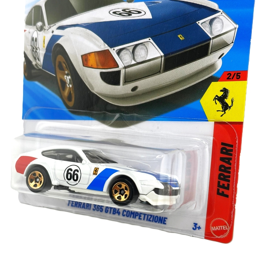 Hot Wheels 2026 Ferrari 365 GTB4 Competizione (White) – #66 Racing Livery – #62250 Ferrari Series – Detailed 164 Scale Endurance Racer – Bronze 5SP Wheels – Collector’s Edition