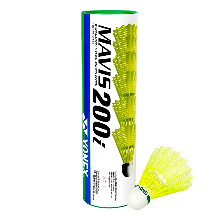 Yonex Mavis 200i Badminton Shuttlecock – Long-Lasting Nylon Practice Birdies for Beginners & Intermediate Players – Stable Flight Performance – Pack of 6 (Yellow)