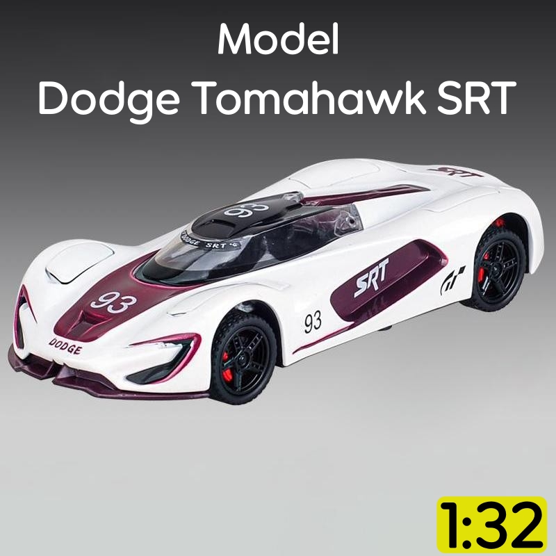 BigFun Toys 1/32 Dodge Tomahawk SRT V10 Diecast Car – Racing Model Replica with Lights & Realistic Engine Sounds – Kids & Collectors Gift
