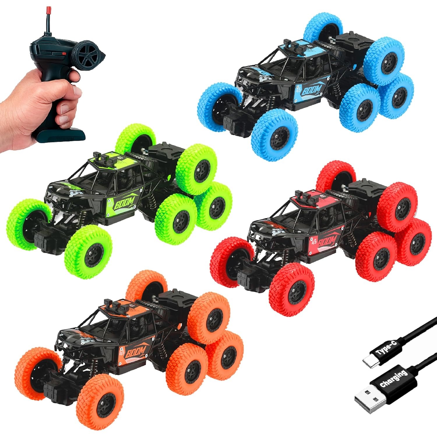 Gooyo GY-88 8WD Monster Rock Crawler – All-Terrain RC Car with 8 Rubber Tyres – 50 Degree Vertical Climb Power – Rechargeable Lithium Battery Included – (Assorted Color) - Pack of 1