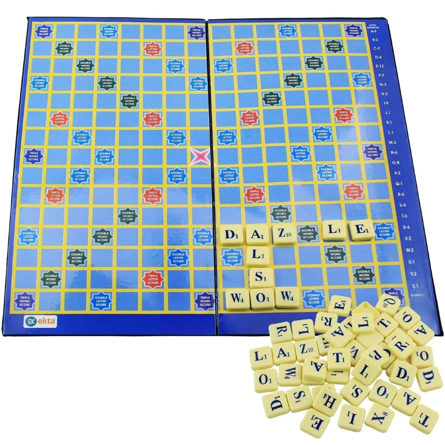 Ekta Crossword Board Game for Kids & Adults – Classic Word-Building Puzzle with Letter Tiles & Racks – Educational Vocabulary & Spelling Game – Interactive Family Fun – Ages 7 to 12 Years